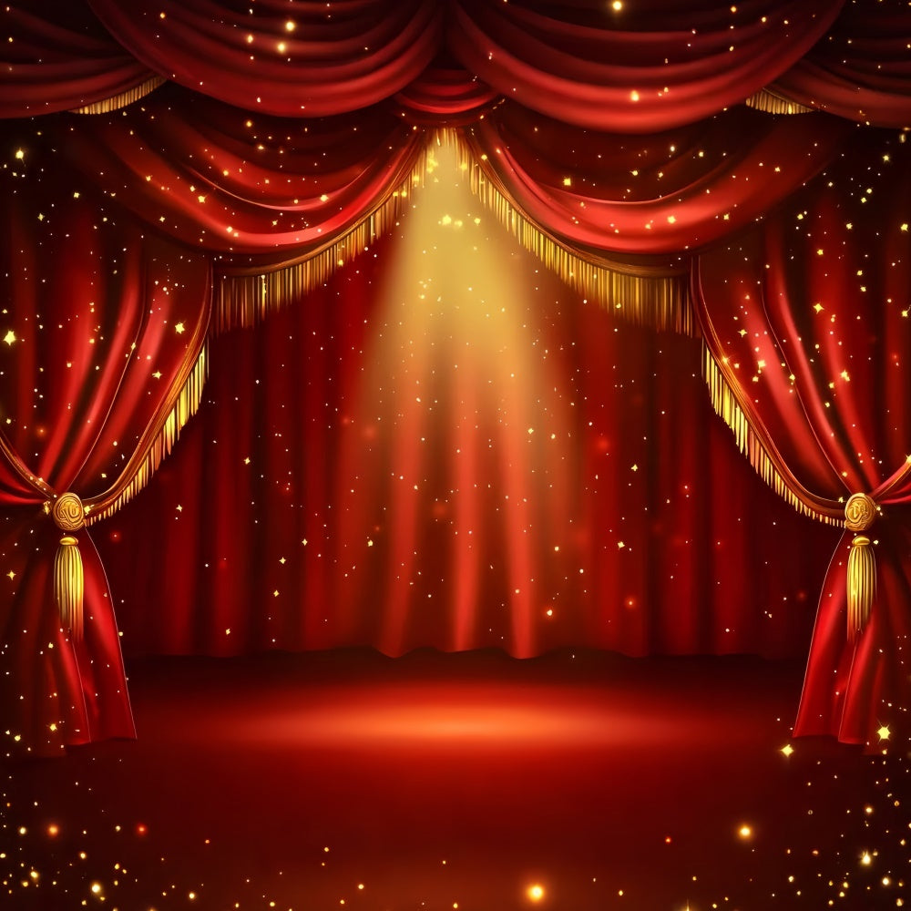 Red Carpet Photo Backdrop Golden Sparkle Curtain Backdrop UK GQ4-94