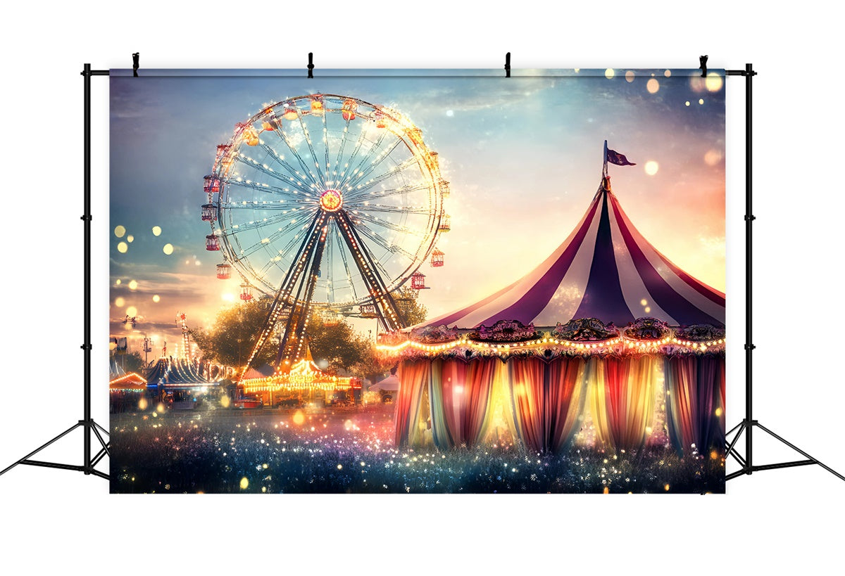 Carnival Theme Backdrop Ferris Wheel Sunset Lights Backdrop UK GQ5-111