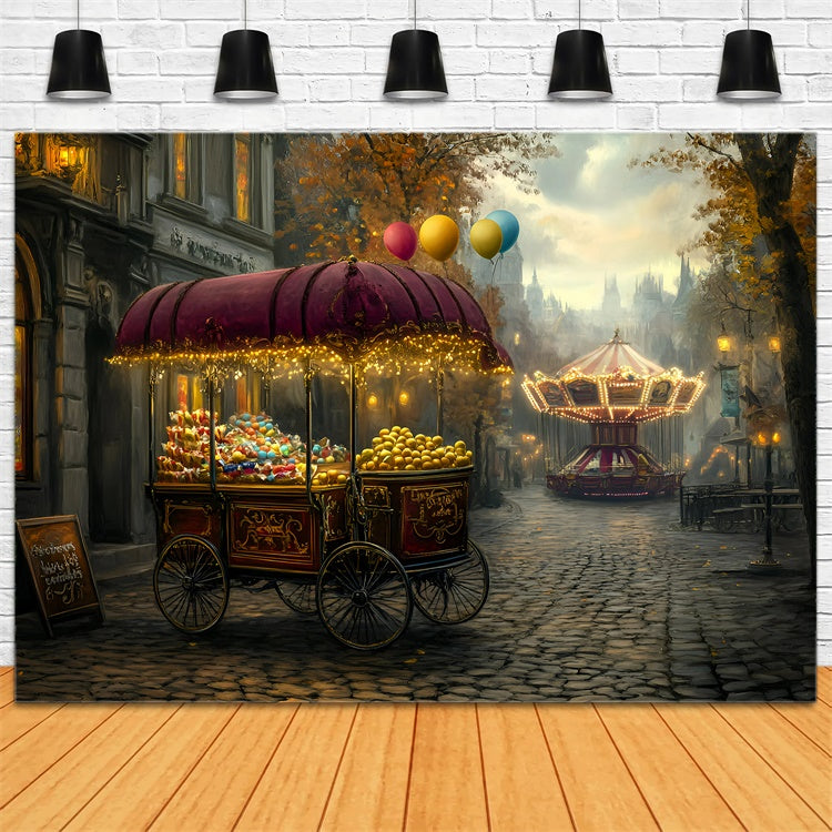 Carnival Photo Backdrop Carnival Treat Cart Night Backdrop UK GQ5-112