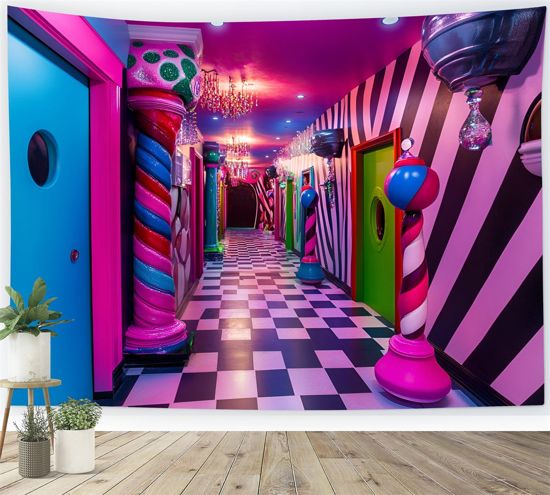Carnival Backdrops Whimsical Striped Candy World Backdrop UK GQ5-113