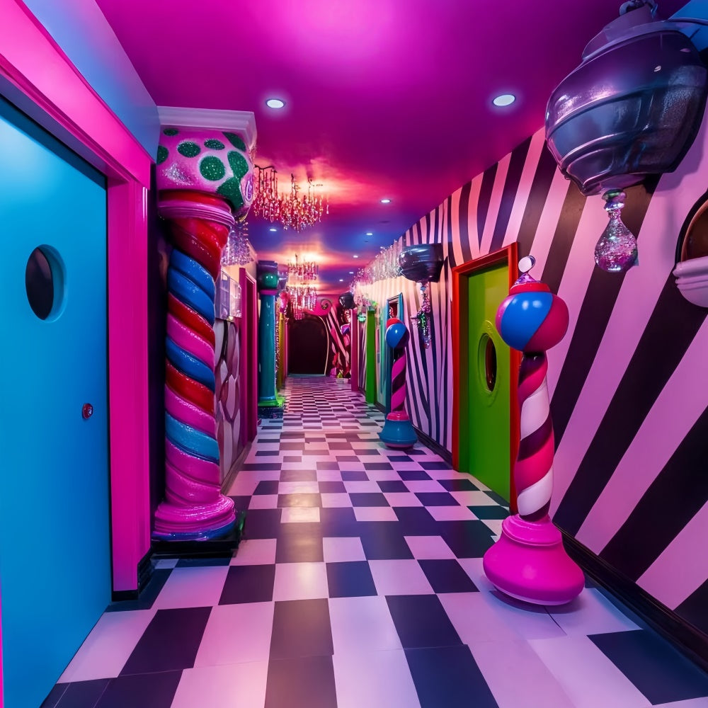 Carnival Backdrops Whimsical Striped Candy World Backdrop UK GQ5-113