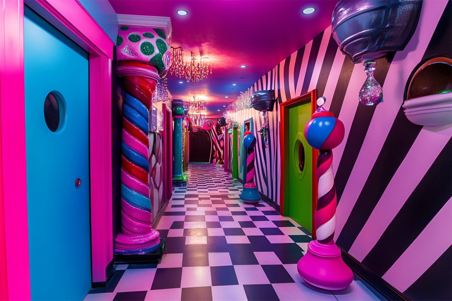 Carnival Backdrops Whimsical Striped Candy World Backdrop UK GQ5-113