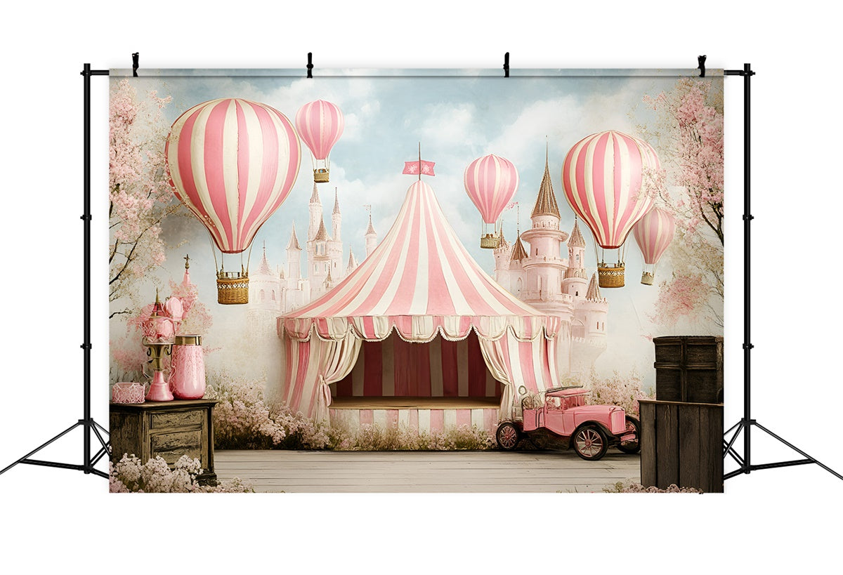 Carnival Tent Backdrop Fantasy Pink Castle Balloon Backdrop UK GQ5-115