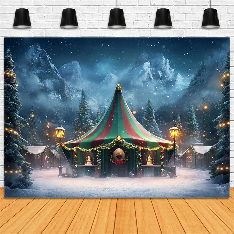 Carnival Tent Backdrop Winter Magic Tent Wreath Backdrop UK GQ5-116