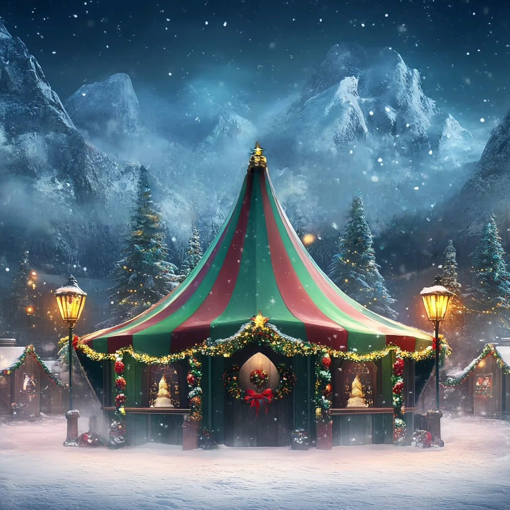 Carnival Tent Backdrop Winter Magic Tent Wreath Backdrop UK GQ5-116