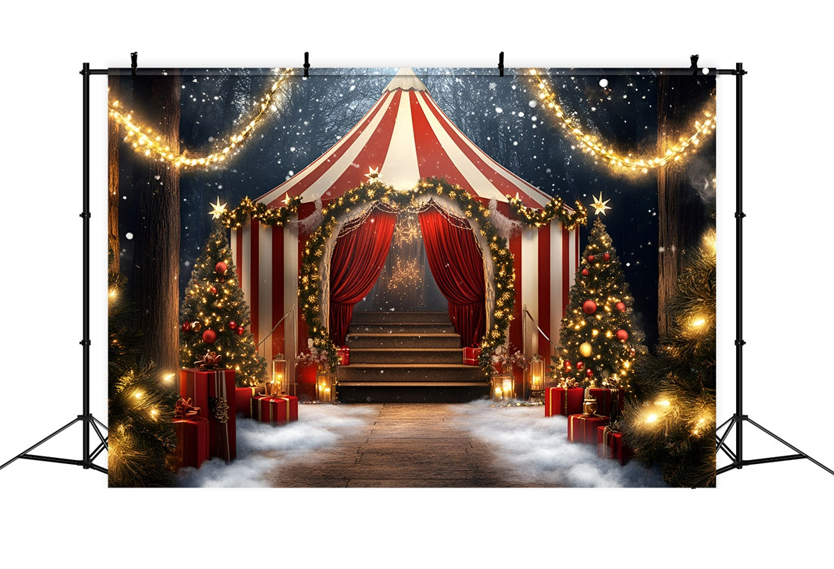Circus Tent Backdrop Holiday Striped Tent Lights Backdrop UK GQ5-117