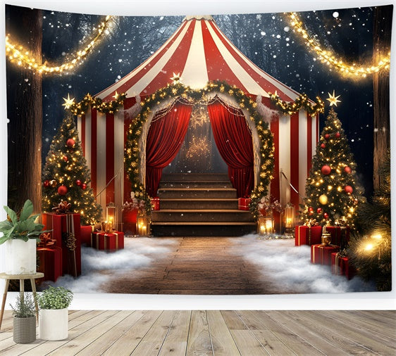 Circus Tent Backdrop Holiday Striped Tent Lights Backdrop UK GQ5-117