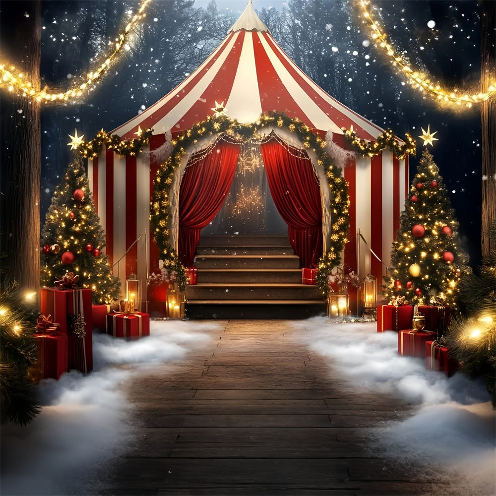 Circus Tent Backdrop Holiday Striped Tent Lights Backdrop UK GQ5-117