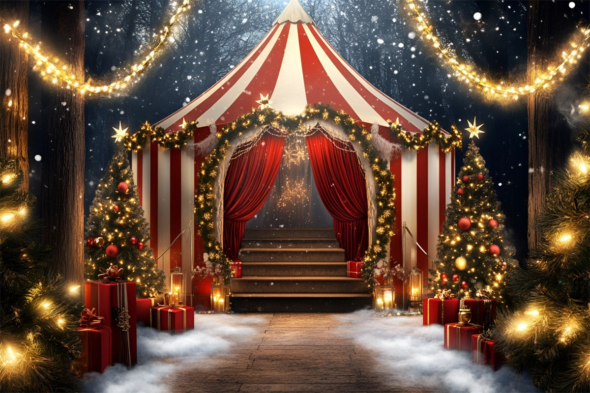 Circus Tent Backdrop Holiday Striped Tent Lights Backdrop UK GQ5-117