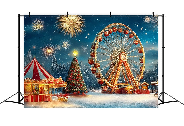 Carnival Backdrops Christmas Ferris Wheel Fireworks Backdrop UK GQ5-118
