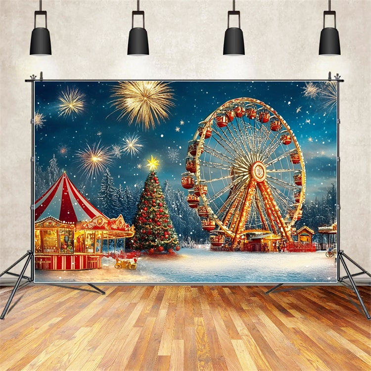 Carnival Backdrops Christmas Ferris Wheel Fireworks Backdrop UK GQ5-118