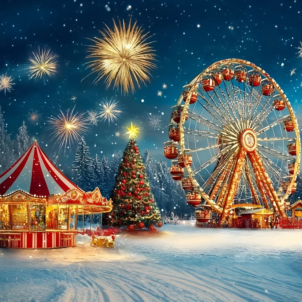 Carnival Backdrops Christmas Ferris Wheel Fireworks Backdrop UK GQ5-118