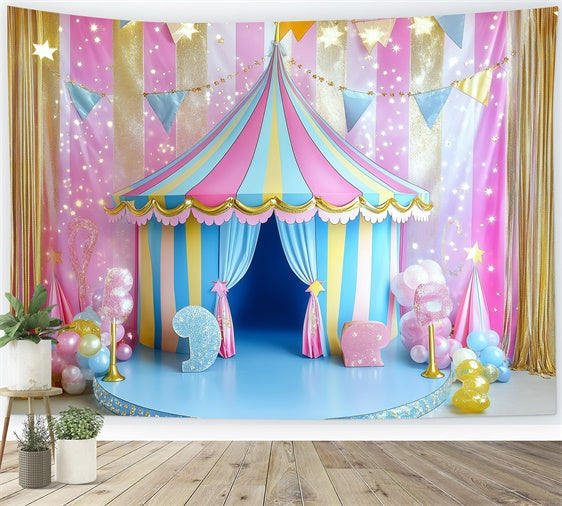 Carnival Tent Backdrop Candy Stripe Tent Sparkle Backdrop UK GQ5-122