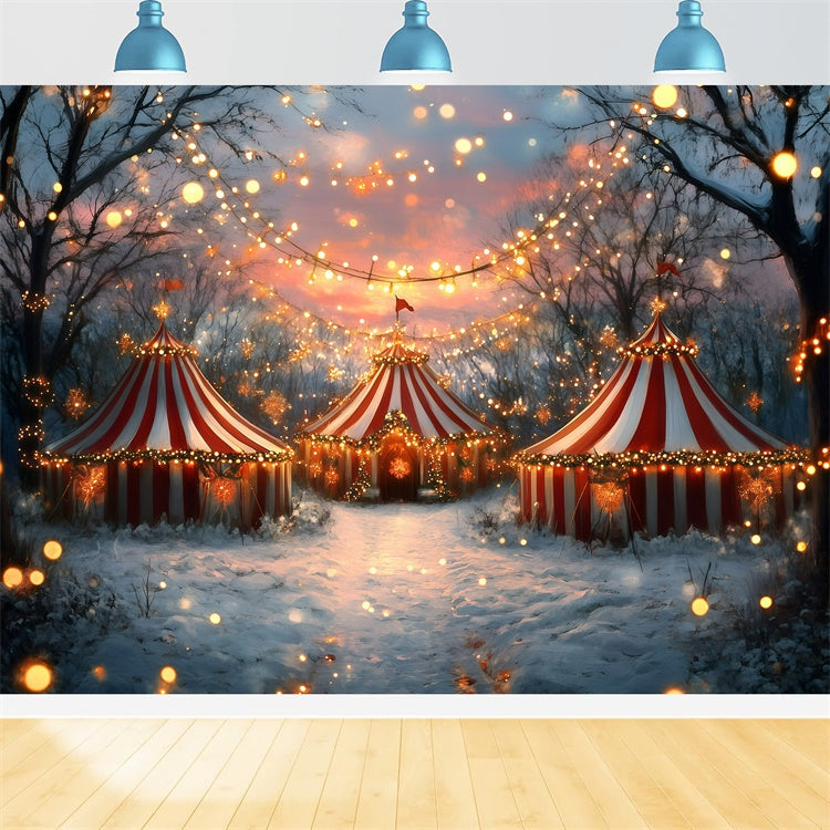 Carnival Tent Backdrop Snowy Christmas Lights Backdrop UK GQ5-131