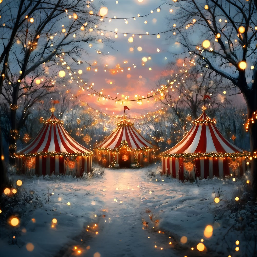 Carnival Tent Backdrop Snowy Christmas Lights Backdrop UK GQ5-131