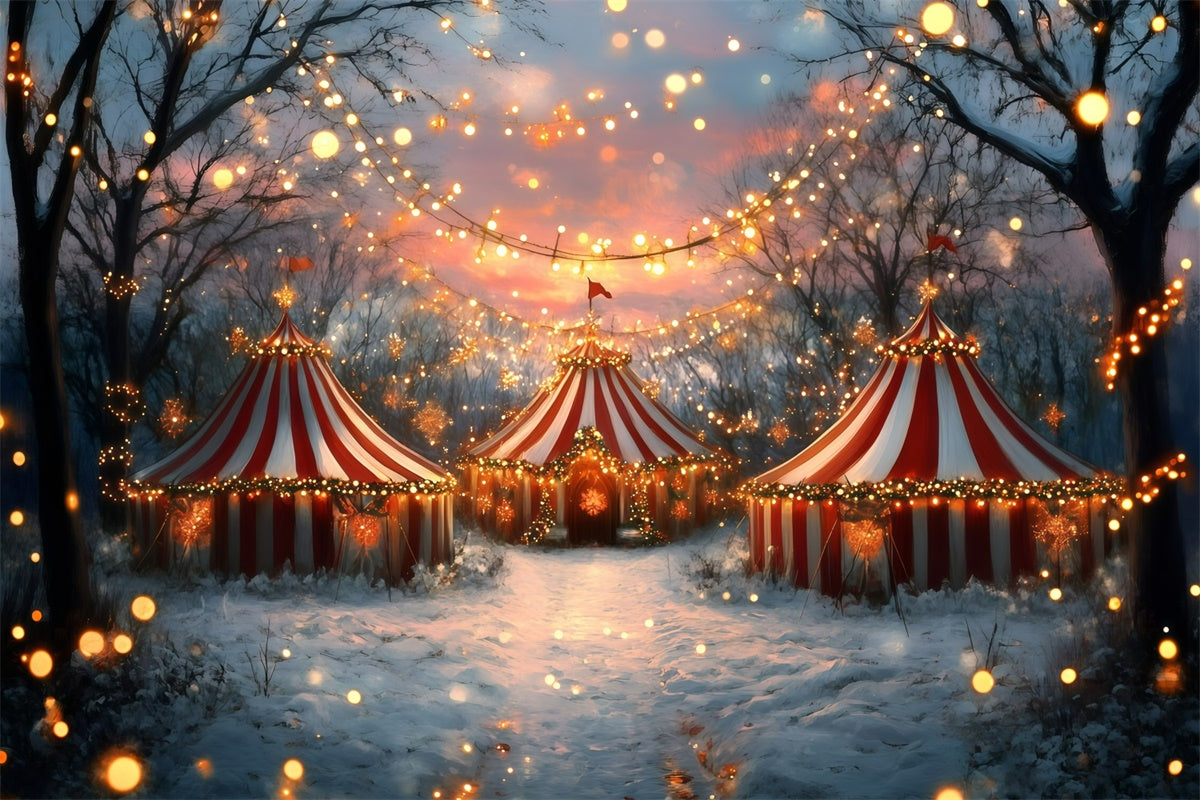 Carnival Tent Backdrop Snowy Christmas Lights Backdrop UK GQ5-131