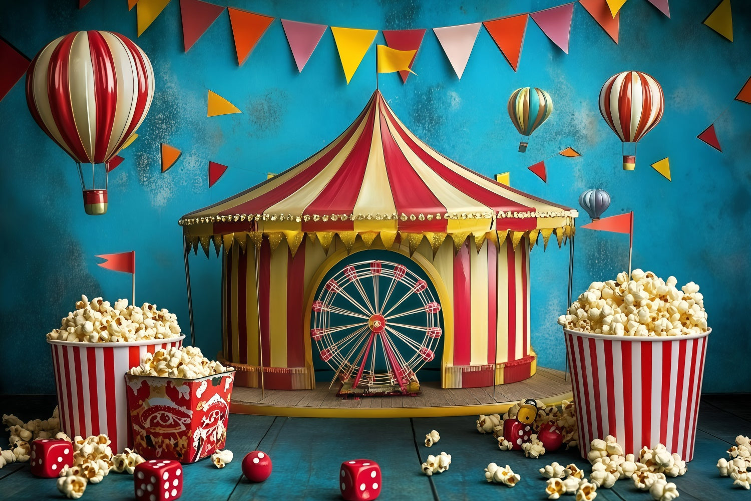 Circus Photo Backdrop Fun Carnival Tent Popcorn Backdrop UK GQ5-135