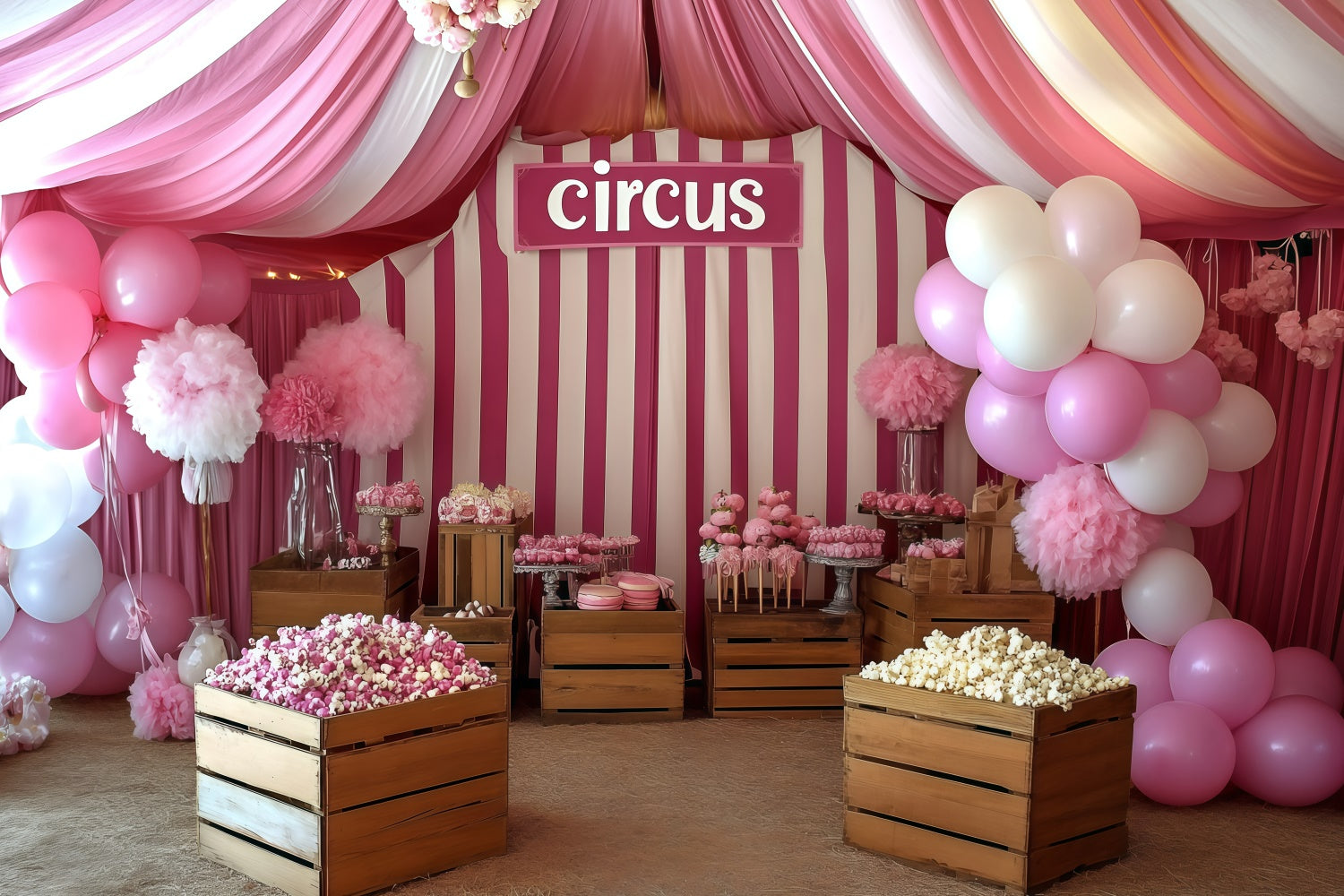 Circus Photography Backdrop Cotton Candy Tent Dessert Backdrop UK GQ5-136