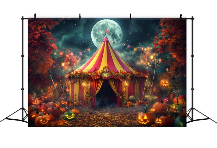 Halloween Circus Backdrop Moonlit Pumpkin Tent Backdrop UK GQ5-138