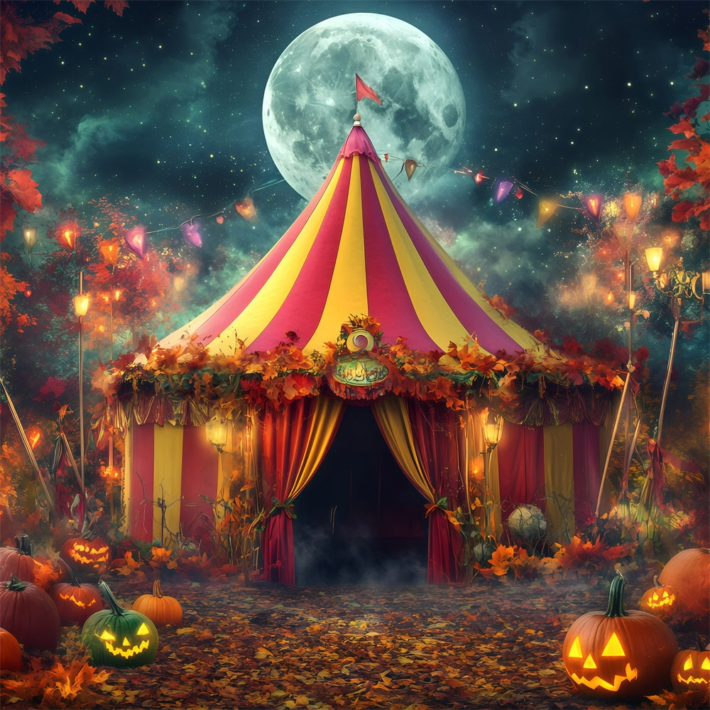 Halloween Circus Backdrop Moonlit Pumpkin Tent Backdrop UK GQ5-138