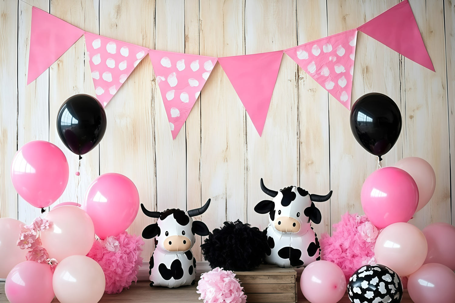 Newborn Photography Backdrops Cute Cow Balloon Backdrop UK GQ5-148