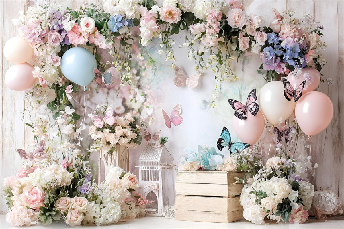 Butterfly Backdrop Whimsical Flower Balloon Children Backdrops UK GQ5-182