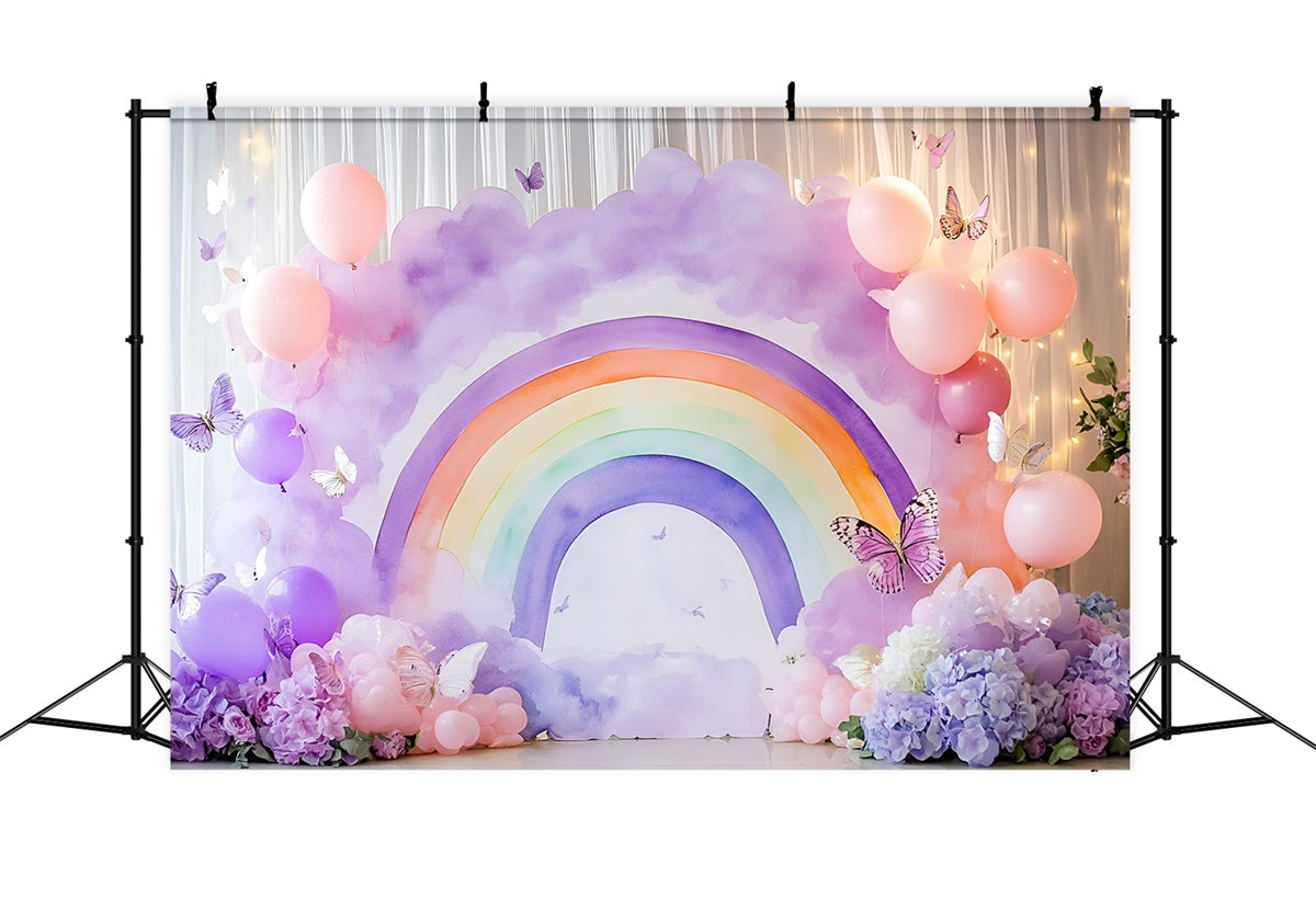 Rainbow Backdrops Watercolor Rainbow Butterfly Kids Backdrops UK GQ5-191