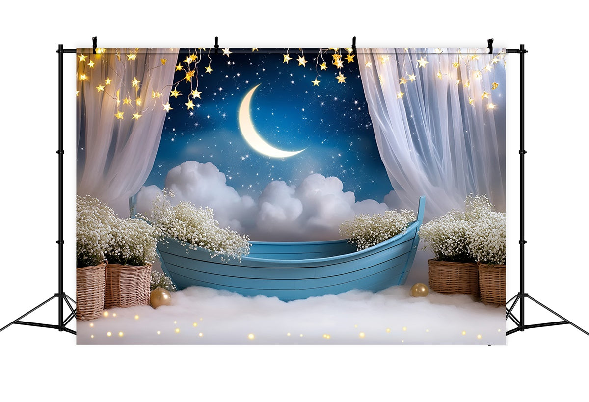 Moon and Stars Backdrop Flower Starry Sky Kids Backdrop UK GQ5-196