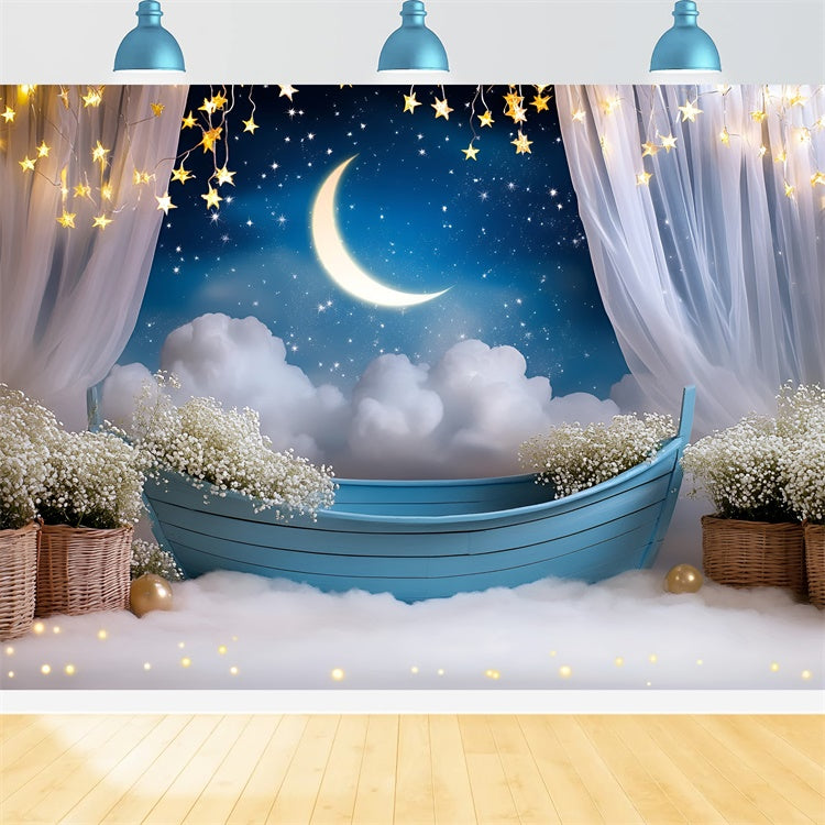 Moon and Stars Backdrop Flower Starry Sky Kids Backdrop UK GQ5-196