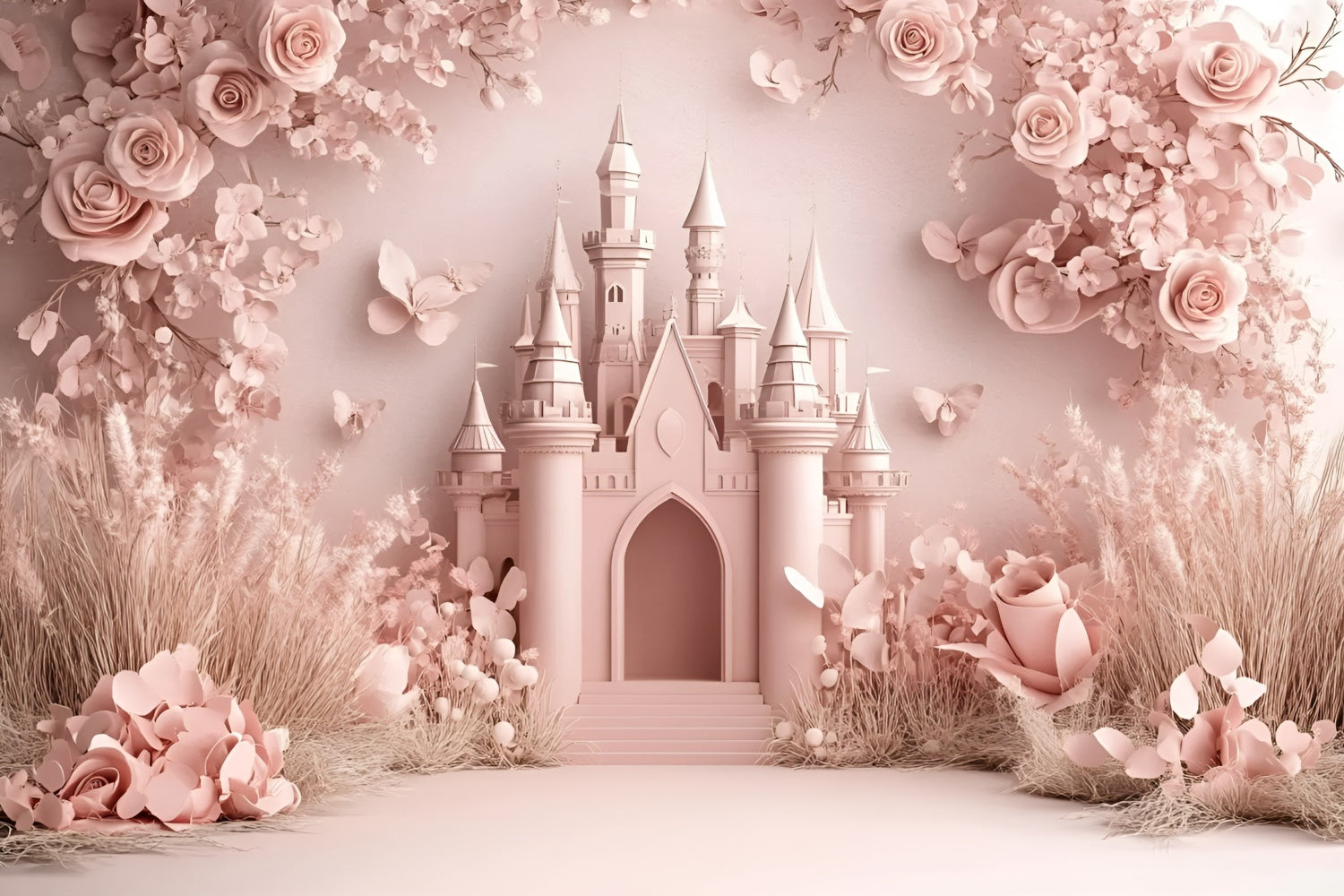 Castle Backdrop Soft Petal Castle Charm Newborn Backdrop UK GQ5-203