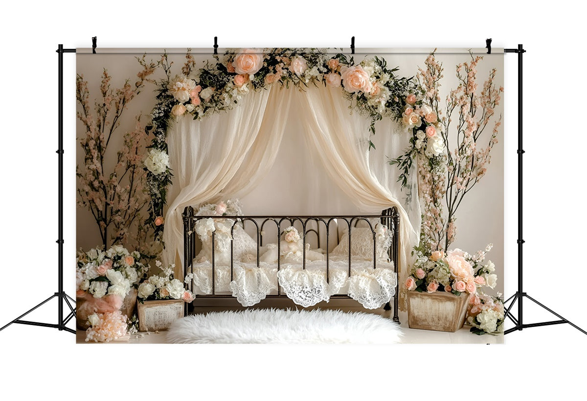 Newborn Photo Backdrop Vintage Floral Crib Dreams Backdrop UK GQ5-207