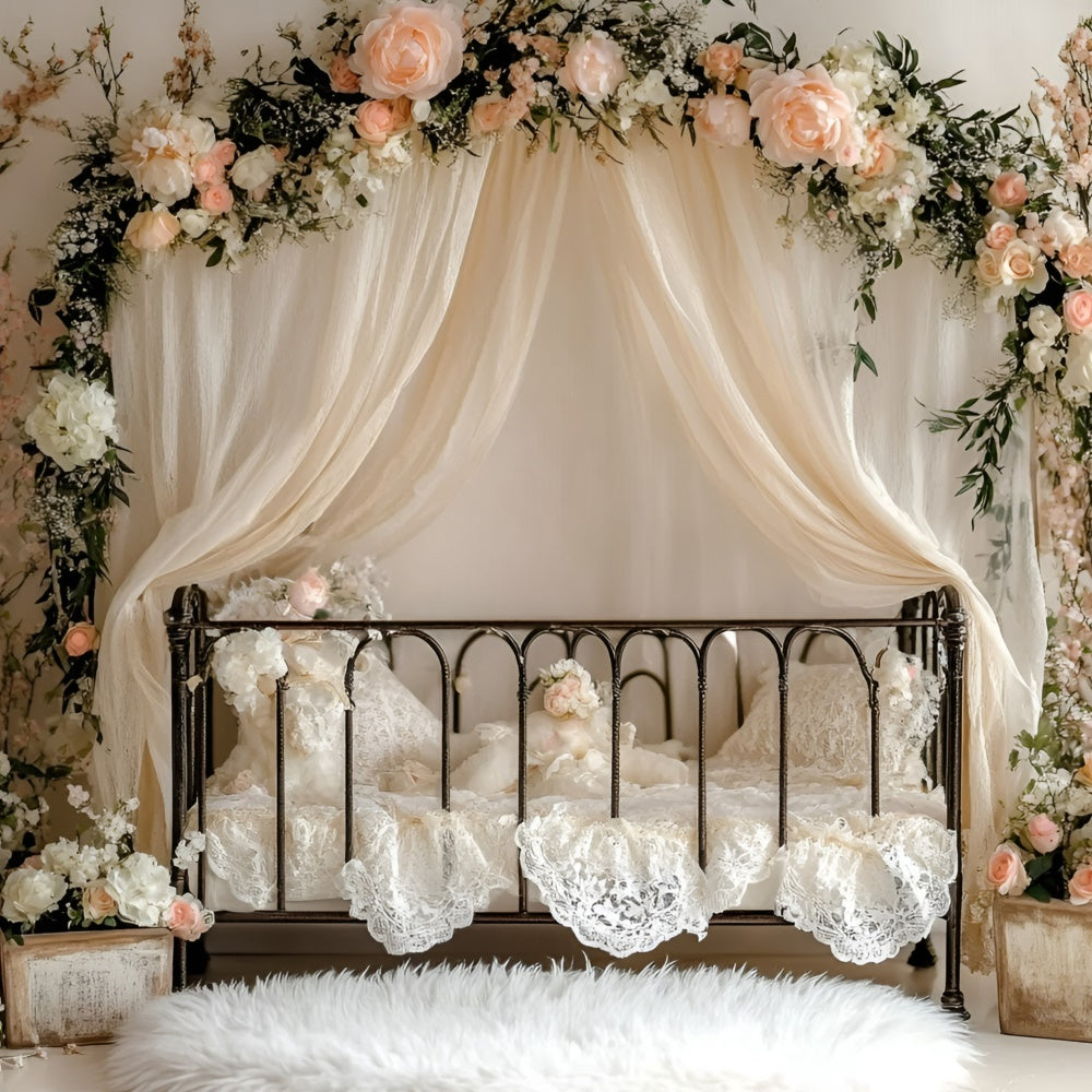 Newborn Photo Backdrop Vintage Floral Crib Dreams Backdrop UK GQ5-207