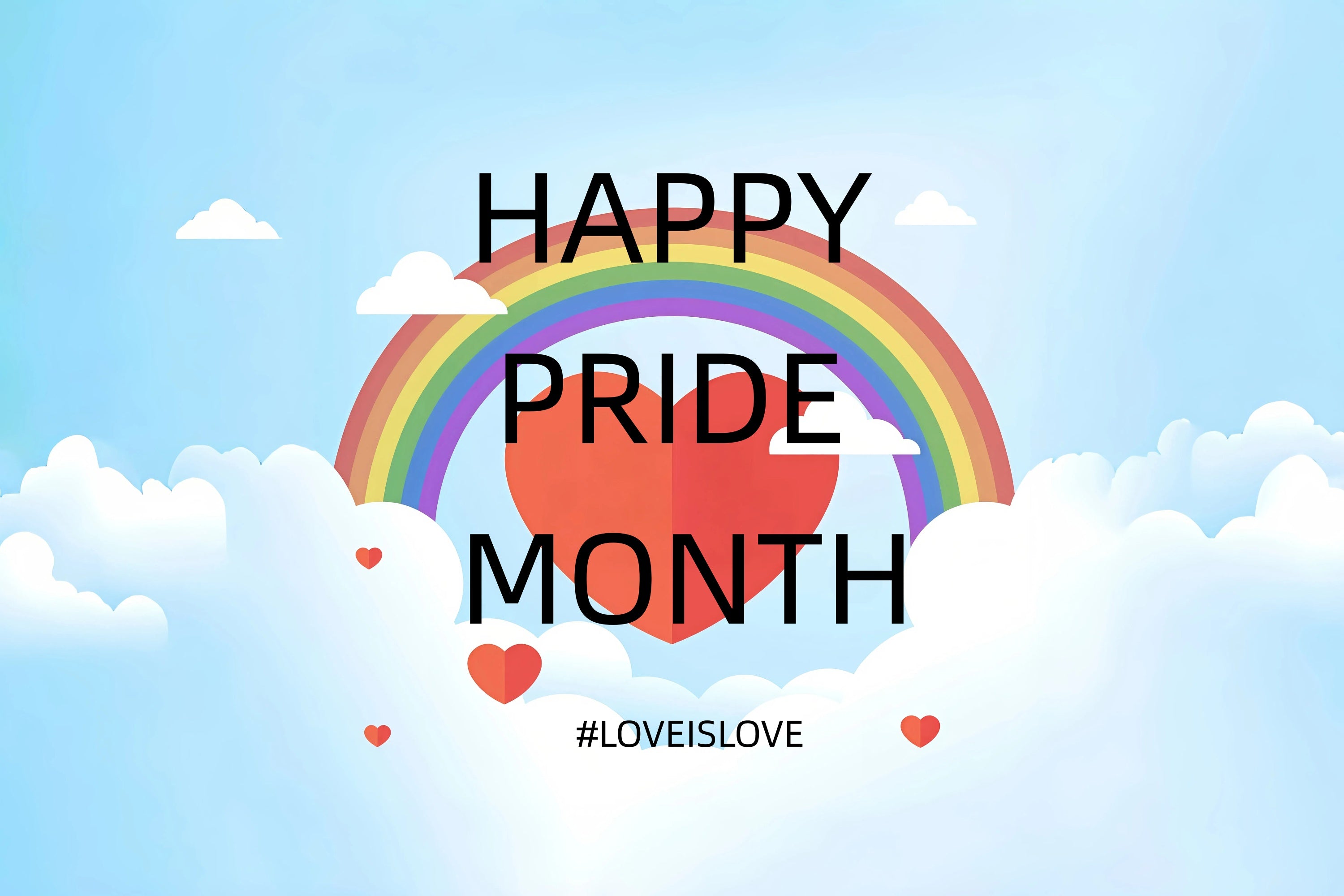 Pride Month Backdrop Rainbow Heart Sky Backdrop UK GQ5-216