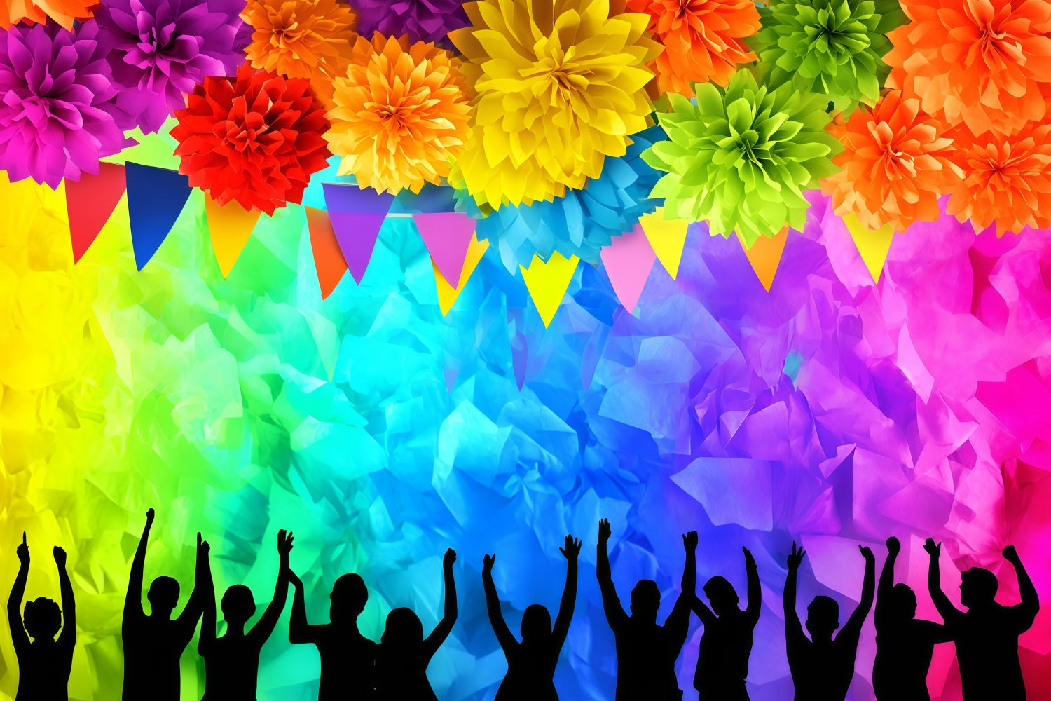 Pride Month Backdrop Flower Dance Party Backdrop UK GQ5-225