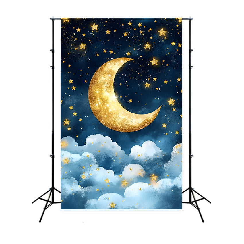 Moon And Stars Backdrop Golden Crescent Moon Backdrop UK GQ5-52