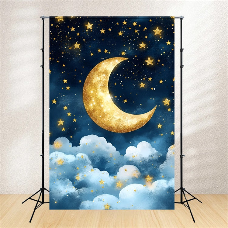 Moon And Stars Backdrop Golden Crescent Moon Backdrop UK GQ5-52