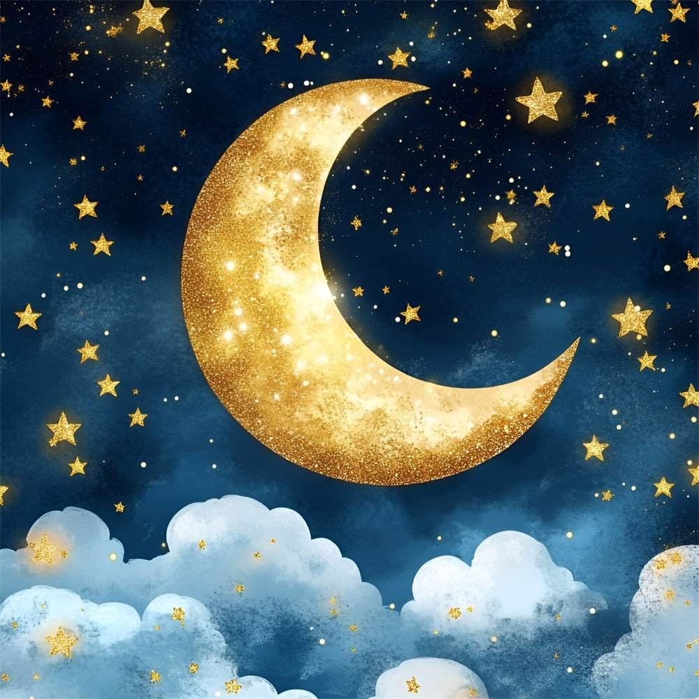 Moon And Stars Backdrop Golden Crescent Moon Backdrop UK GQ5-52