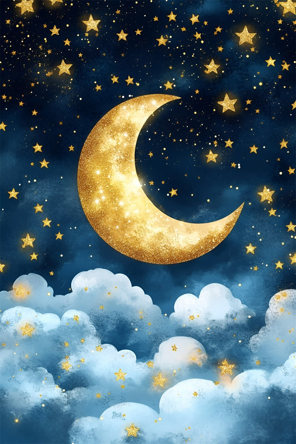 Moon And Stars Backdrop Golden Crescent Moon Backdrop UK GQ5-52