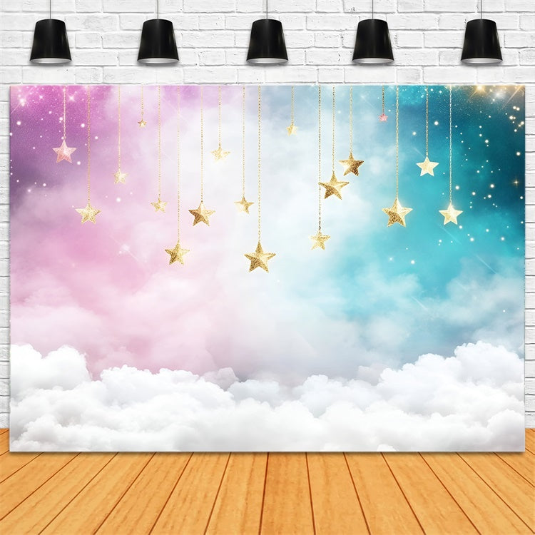 Starry Sky Backdrop Hanging Stars Pastel Sky Backdrop UK GQ5-53