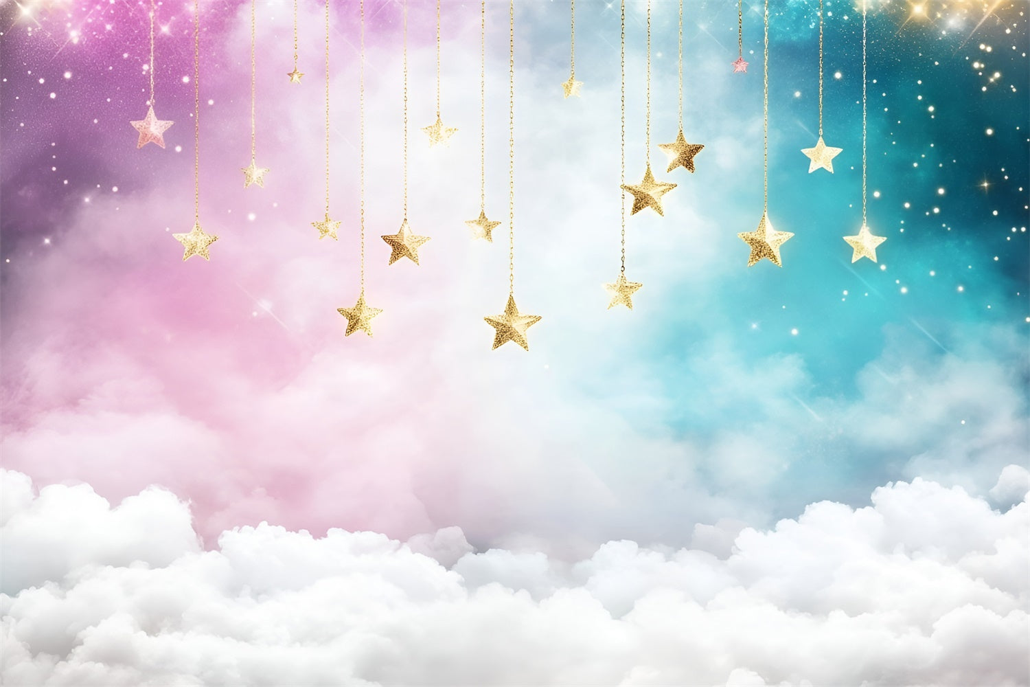 Starry Sky Backdrop Hanging Stars Pastel Sky Backdrop UK GQ5-53