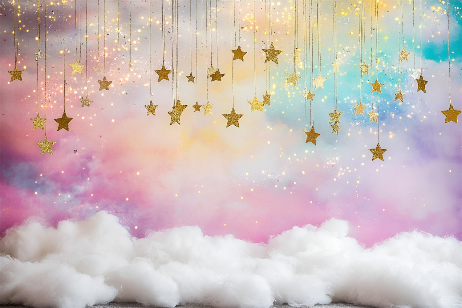 Starry Backdrop Rainbow Clouds Sparkle Backdrop UK GQ5-58