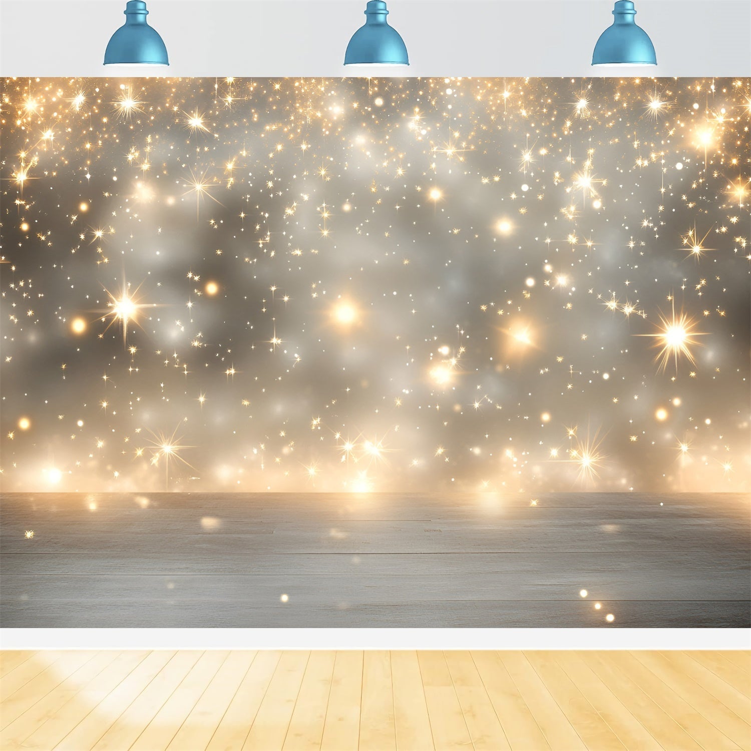 Stars Backdrop Wooden Floor Sparkle Star Backdrop UK GQ5-70