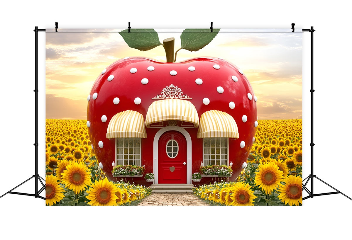 Autumn Photo Backdrop Apple House Sunflower Backdrop UK GQ5-73