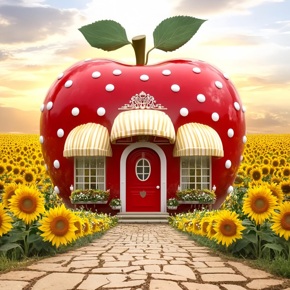 Autumn Photo Backdrop Apple House Sunflower Backdrop UK GQ5-73
