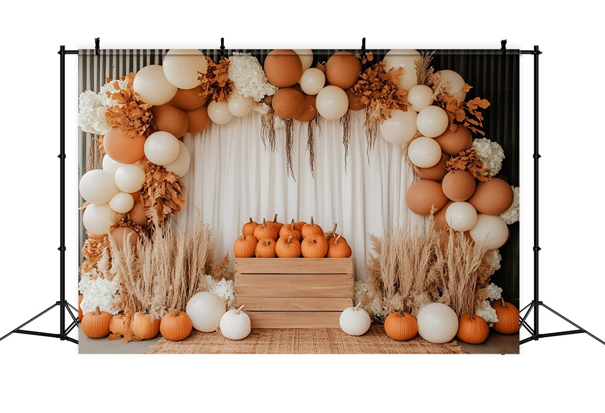Fall Photo Backdrop Pumpkin Crate Balloon Arch Backdrop UK GQ5-74
