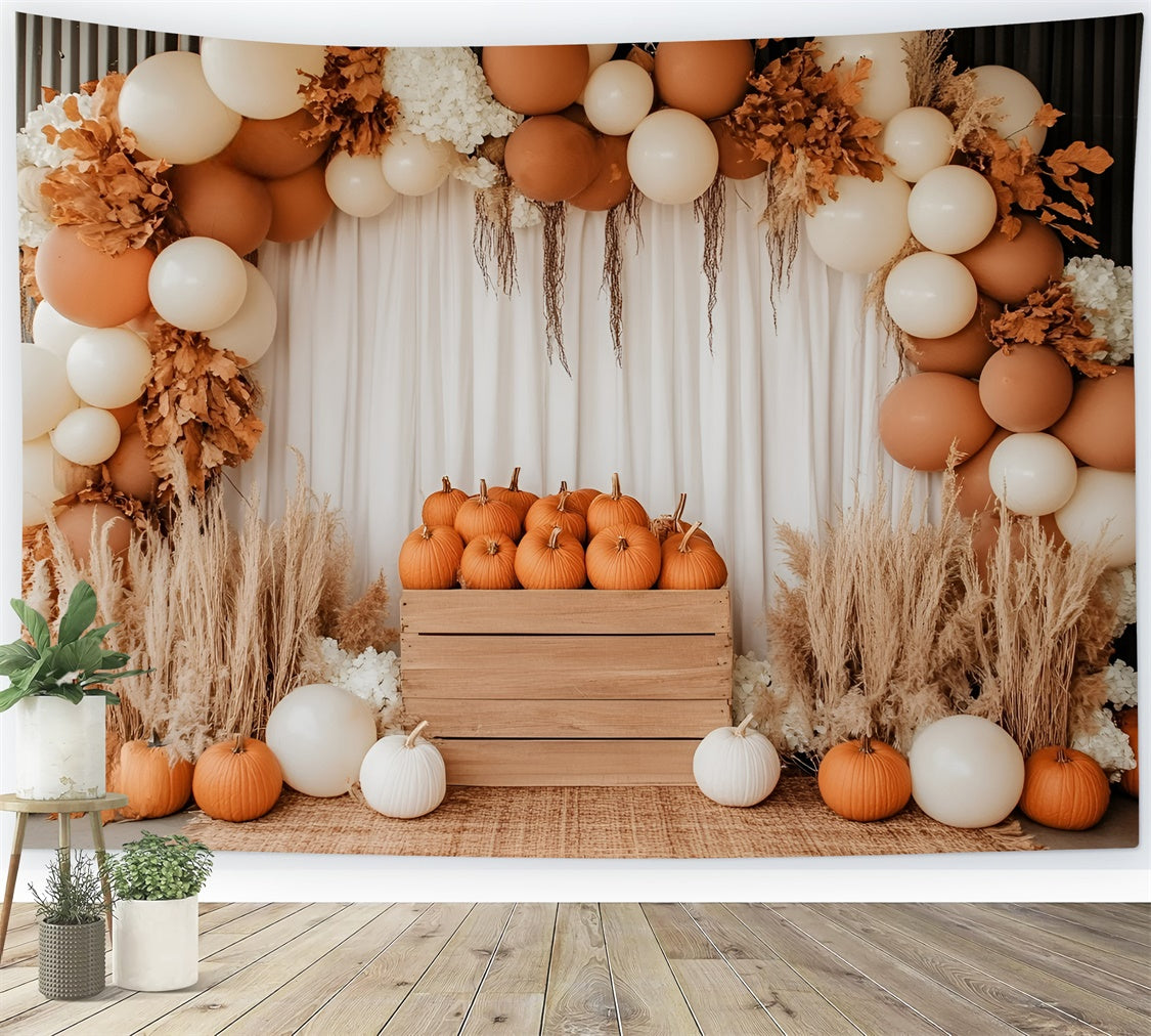 Fall Photo Backdrop Pumpkin Crate Balloon Arch Backdrop UK GQ5-74