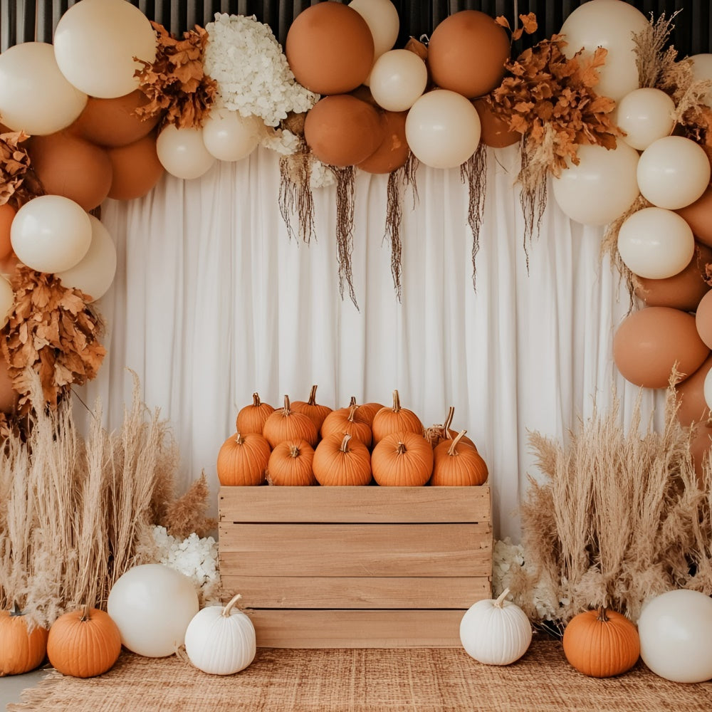 Fall Photo Backdrop Pumpkin Crate Balloon Arch Backdrop UK GQ5-74