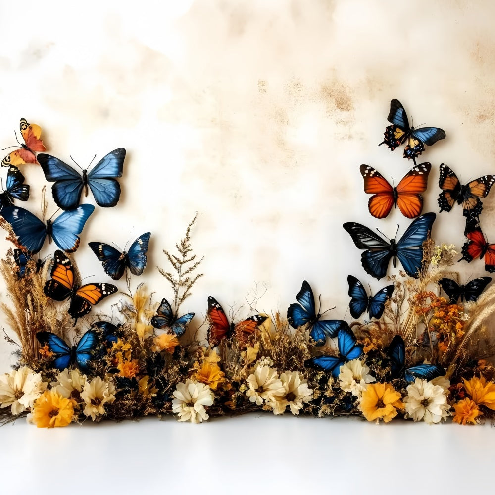 Fall Photography Backdrops Rustic Flower Butterfly Backdrop UK GQ5-79