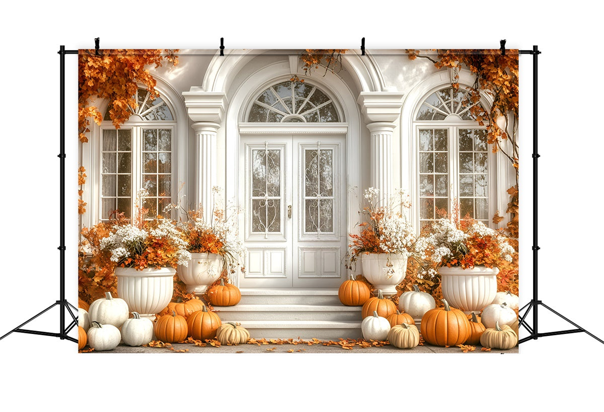 Fall Leaves Backdrop White Door Entryway Decor Backdrop UK GQ5-83