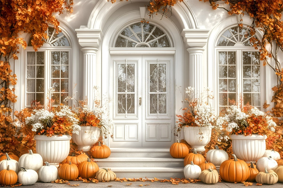 Fall Leaves Backdrop White Door Entryway Decor Backdrop UK GQ5-83